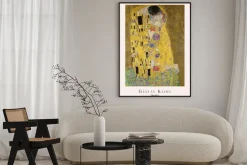 Plakat: Abstrakcja w stylu gustav klimt pocałunek zakochanych