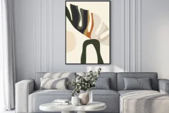 Plakat: Abstrakcja w stylu boho z liściem