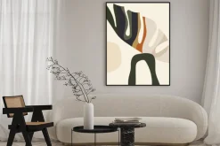 Plakat: Abstrakcja w stylu boho z liściem