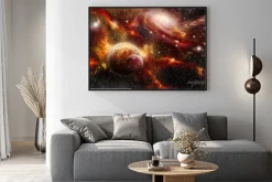 Plakat: Abstrakcyjna przestrzeń kosmiczna w ciepłych barwach