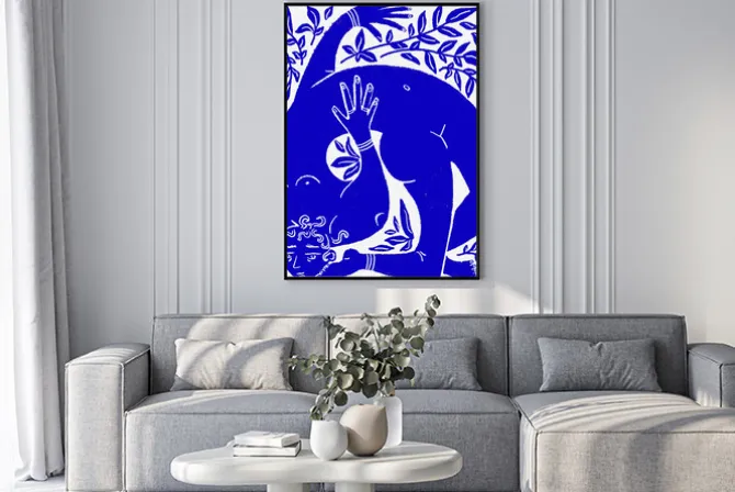 Plakat: Abstrakcyjna sylwetka ludzka wśród roślin