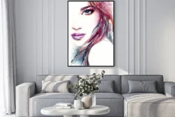 Plakat: Abstrakcyjna twarz kobiety w stylu akwareli