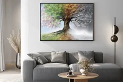 Plakat: Abstrakcyjne drzewo cztery pory roku