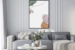 Plakat: Abstrakcyjne liście i tło w nowoczesnym stylu