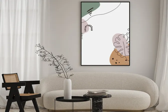 Plakat: Abstrakcyjne liście i tło w nowoczesnym stylu