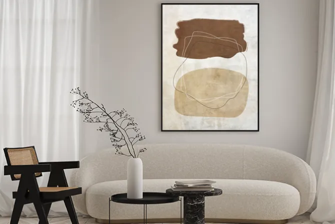 Plakat: Abstrakcyjne linie i figury na teksturowym tle