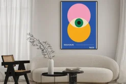 Plakat: Abstrakcyjne oko i koła w stylu bauhaus