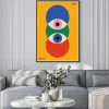 Plakat: Abstrakcyjne oko i geometryczne formy inspirowane bauhausem