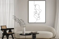 Plakat: Abstrakcyjne twarze kobiety i mężczyzny w stylu line art