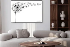 Plakat: Abstrakcyjny dmuchawiec z nutami