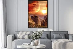 Plakat: Abstrakcyjny kosmiczny krajobraz planety