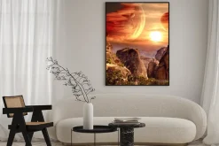 Plakat: Abstrakcyjny kosmiczny krajobraz planety