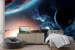 Plakat: Abstrakcyjny kosmos widok na planety