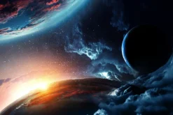 Plakat: Abstrakcyjny kosmos widok na planety