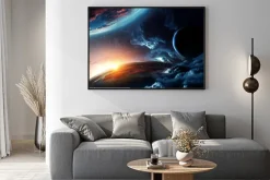 Plakat: Abstrakcyjny kosmos widok na planety