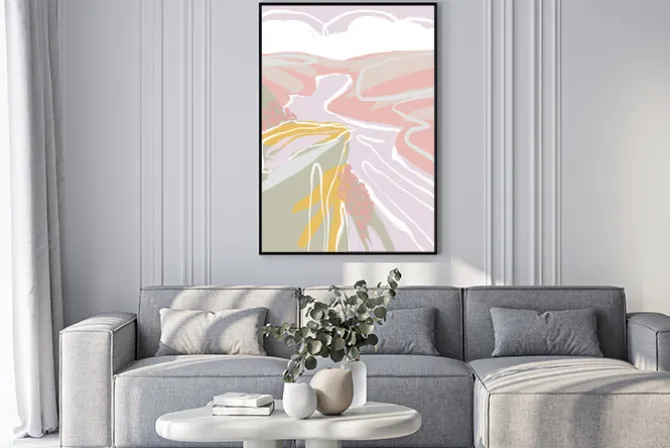 Plakat: Abstrakcyjny krajobraz w pastelowych barwach