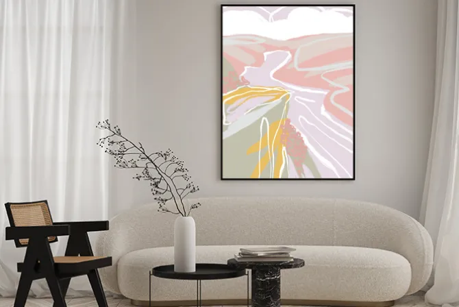 Plakat: Abstrakcyjny krajobraz w pastelowych barwach