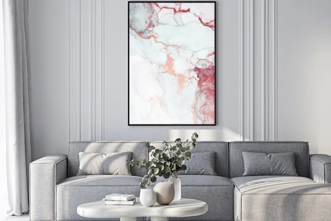 Plakat: Abstrakcyjny marmur z różowymi zdobieniami