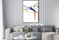 Plakat: Abstrakcyjny mikrofon i nuty