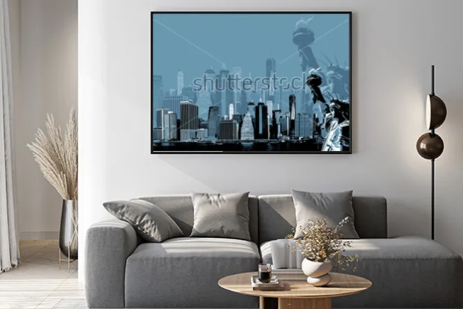 Plakat: Abstrakcyjny obraz z manhattanu. symbole nowego jorku. manhattan