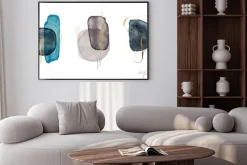 Plakat: Acrylic ink blue circles, creative frames. electric blue navy