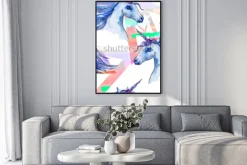 Plakat: Ładny jednorożec konia. bajkowe dzieci słodki sen. tęczowy wzór