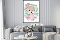 Plakat: Ładny karty z ręcznie rysowane zwierząt jelenia księżniczki.