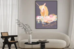 Plakat: Ładny, piękny jednorożec. księżniczka dziewczyna jednorożca w