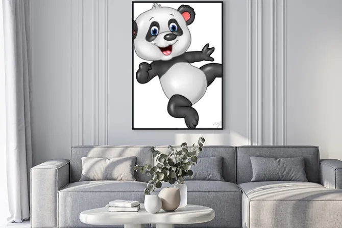 Plakat: Adorable baby panda na białym tle