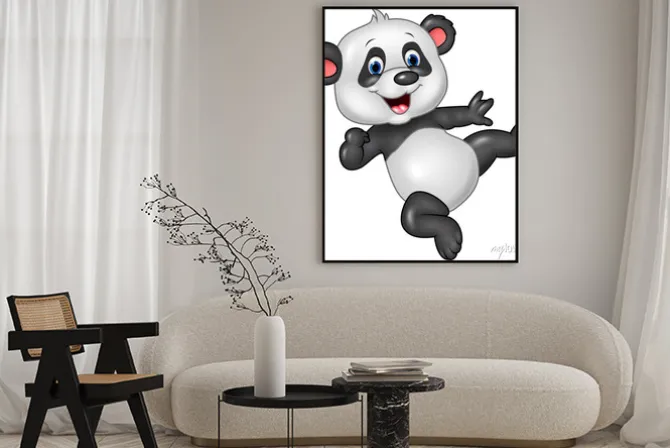 Plakat: Adorable baby panda na białym tle