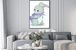 Plakat: Adorable blue bunny illustration for nursery decoration