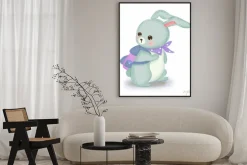 Plakat: Adorable blue bunny illustration for nursery decoration