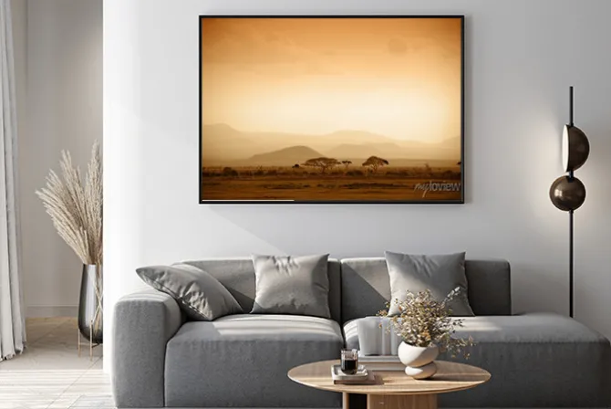Plakat: Afrykańska sawanna o wschodzie słońca