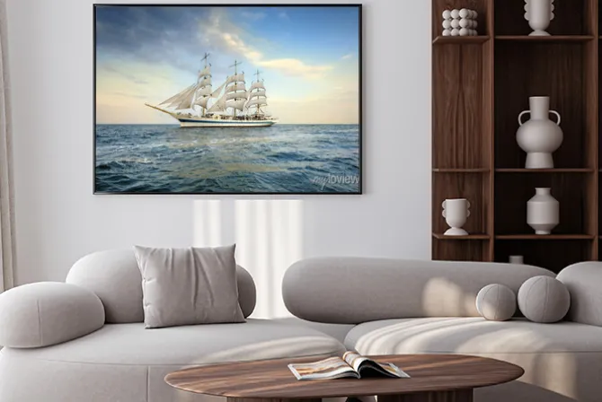 Plakat: Żaglowiec, krajobraz morski