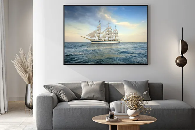 Plakat: Żaglowiec, krajobraz morski