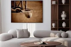 Plakat: Akcja strzał koszykówka przeżywa obręcz do koszykówki i netto