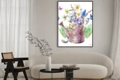 Plakat: Akwarela bukietu kwiatów w konewce