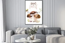 Plakat: Akwarela czeski zestaw grzybów leśnych, lasy na białym tle plakat