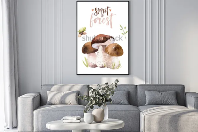 Plakat: Akwarela czeski zestaw grzybów leśnych, lasy na białym tle plakat