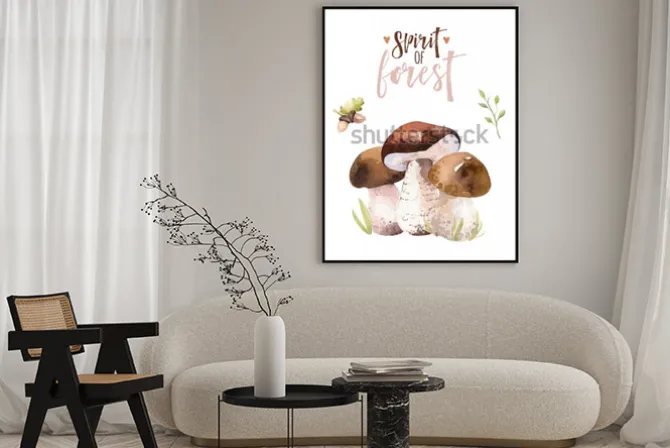 Plakat: Akwarela czeski zestaw grzybów leśnych, lasy na białym tle plakat