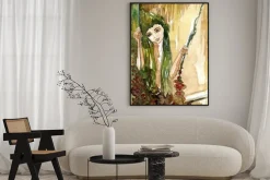 Plakat: Akwarela dziewczyny na huśtawce