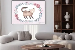 Plakat: Akwarela ilustracja ładny kot. idealny na kartkę z życzeniami