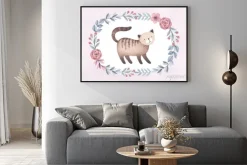 Plakat: Akwarela ilustracja ładny kot. idealny na kartkę z życzeniami