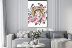 Plakat: Akwarela klasyczny kwiatowy vintage kartkę z życzeniami z różą