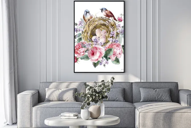 Plakat: Akwarela klasyczny kwiatowy vintage kartkę z życzeniami z różą