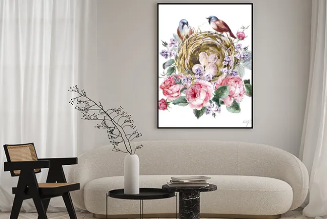 Plakat: Akwarela klasyczny kwiatowy vintage kartkę z życzeniami z różą