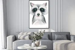 Plakat: Akwarela kreskówka na białym tle słodkie dziecko szop zwierzę