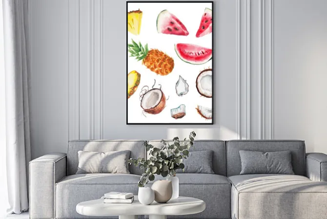Plakat: Akwarela letnie owoce ustawić