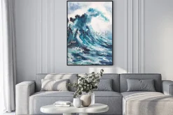 Plakat: Akwarela malarstwo morze fala