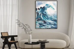 Plakat: Akwarela malarstwo morze fala